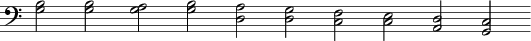 [F: {g&nbsp;b} {g&nbsp;b} {g&nbsp;a} {g&nbsp;b} {d&nbsp;a} {d&nbsp;g}  {c&nbsp;f} {c&nbsp;e} {a,&nbsp;d} {g,&nbsp;c}]