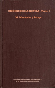 Cover of Orígenes de la novela,  Tomo I
