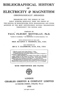 Cover of Bibliographical history of electricity & magnetism, chronologically arranged