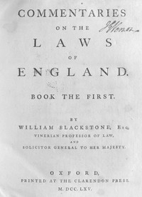 Cover of Commentaries on the Laws of England, Book the First