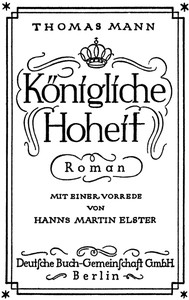 Cover of Königliche Hoheit: Roman