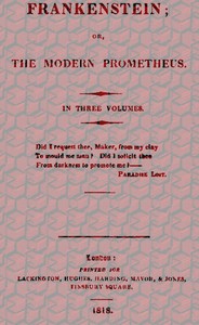Cover of Frankenstein; Or, The Modern Prometheus