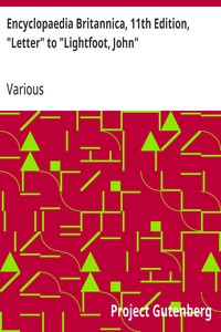 Cover of Encyclopaedia Britannica, 11th Edition, "Letter" to "Lightfoot, John"
Volume 16, Slice 5