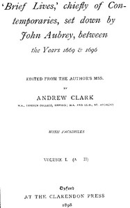 Cover of Brief Lives, Vol. 1