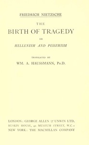 Cover of The Birth of Tragedy; or, Hellenism and Pessimism