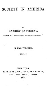 Cover of Society in America, Volume 1 (of 2)
