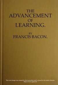 Cover of The Advancement of Learning