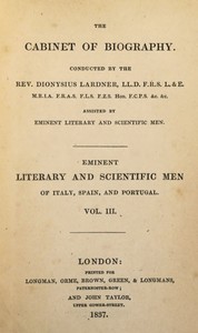 Cover of Eminent literary and scientific men of Italy, Spain, and Portugal. Vol. 3 (of 3)
