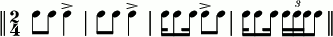[2/4:&nbsp;8&nbsp;8&nbsp;>4&nbsp;| 8&nbsp;8&nbsp;>4&nbsp;| 16&nbsp;8&nbsp;16&nbsp;>8&nbsp;8&nbsp;|  16&nbsp;8&nbsp;16&nbsp;3(16&nbsp;16&nbsp;16)&nbsp;8]