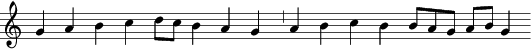 [G: g' a' b' c'' (d''&nbsp;c'') (b'&nbsp;a'&nbsp;g')&nbsp;|  a' b' (c''&nbsp;b') (b'&nbsp;a'&nbsp;g') (a'&nbsp;b') g']