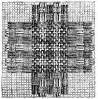 FIG. 49. DAMASK DARNING WITH COLOURED THREAD.