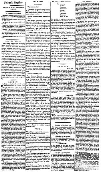 The Times second sheet